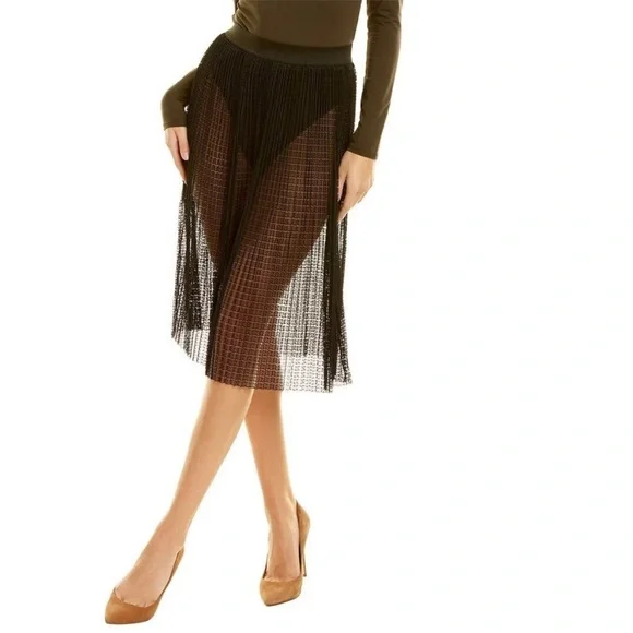 Good American Show It Off Pleated Sheer Midi Skirt - Picture 2 of 9